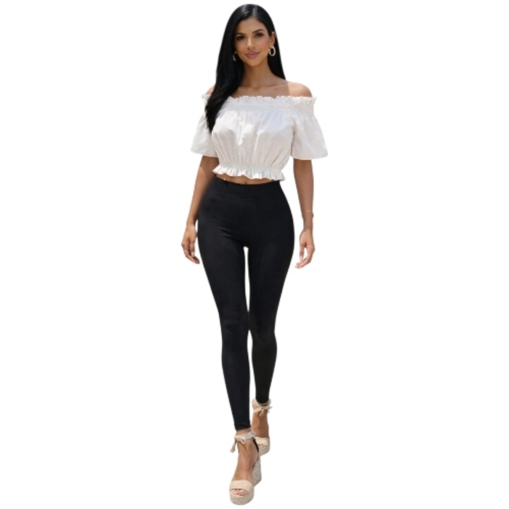 Zara Basic White Ruffled Top. Size M. - Picture 2 of 9